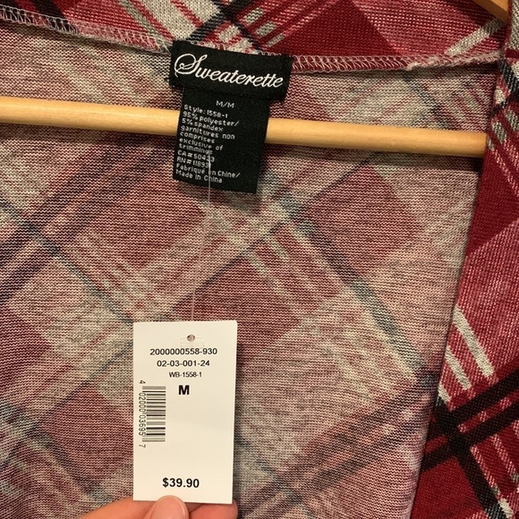 Sweaterette - Red Plaid Cardigan​​​ - Picture 3 of 4